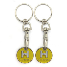 Plating Metal Supermarket Shopping Trolley Token Coin Keychain Custom Alloy Coin Key Chain